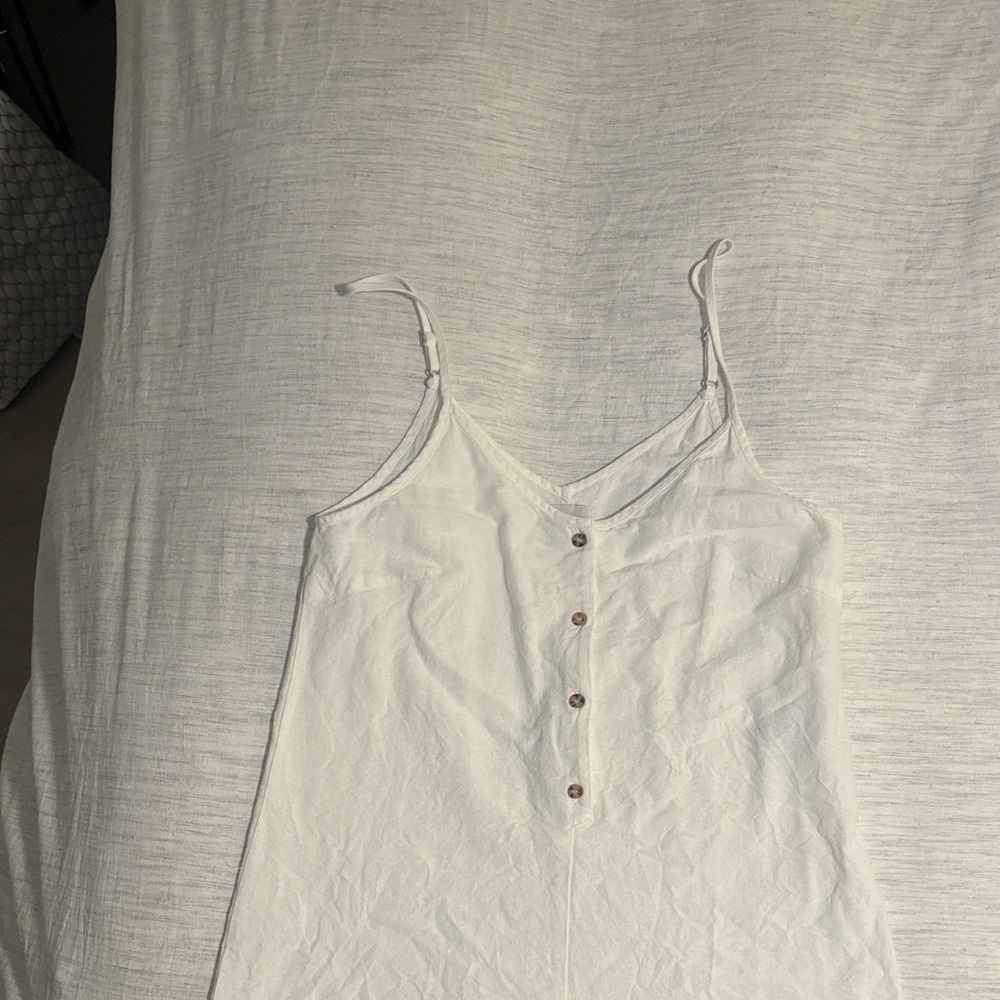 Rhythm White Button-Front Jumpsuit